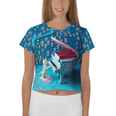 Intricate Lattice Lace Women's Crop Tee with delicate lace design.